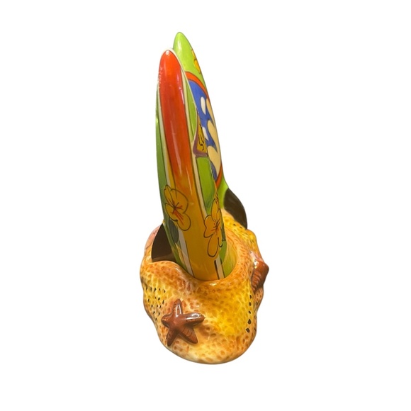 Clay Art Surf Board Salt and Pepper Shakers - Hang Ten Beach Waves Sun and Sand - Picture 8 of 8